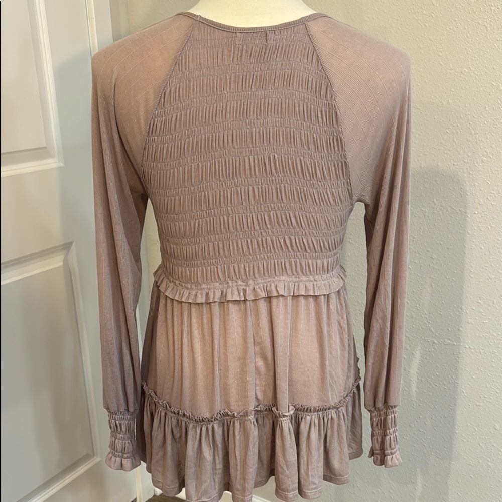 Pink Smocked Ruffled Blouse - Picture 6 of 8